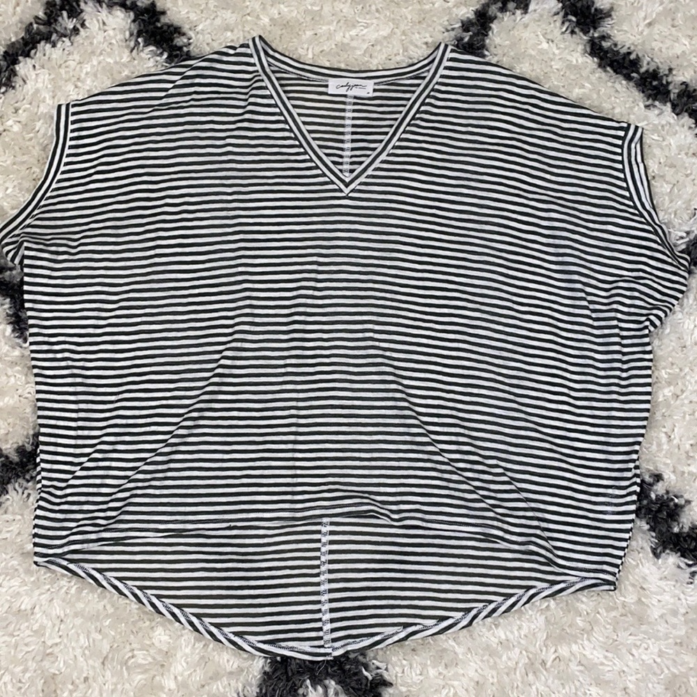 olive and white stripe tee